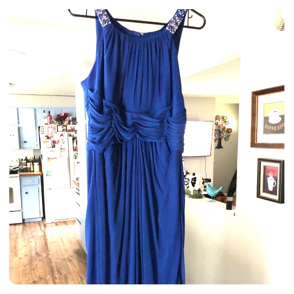 David’s bridal bridesmaid dress. Royal blue