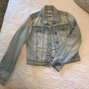 distressed denim cropped jacket
