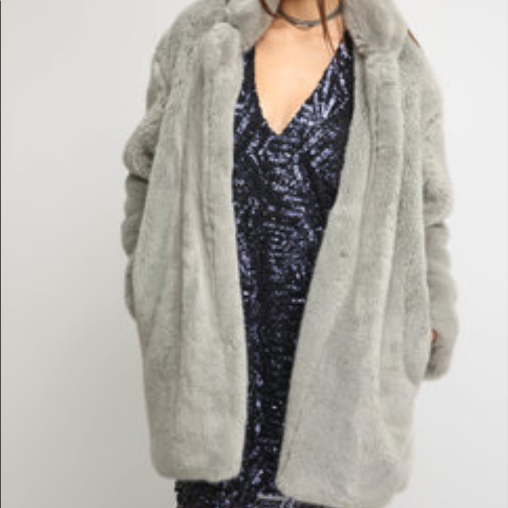 Six Crisp Days mid length faux fur coat