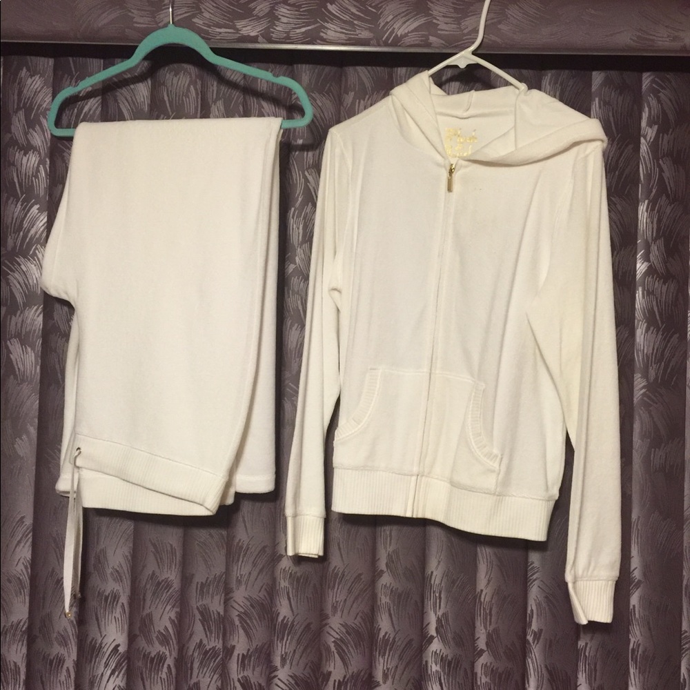 Victoria Secret White Terry Cloth Track Suit