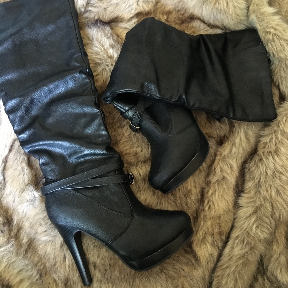 Black leather boots