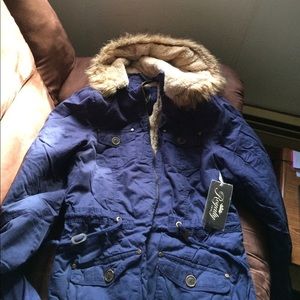 Woman faux fur hooded parka