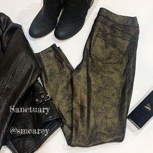 🆕⚜️SANCTUARY BLACK & GOLD FOIL FAUX SUEDE LEGGING