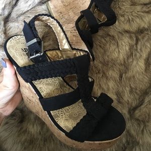 Black wedges size 7