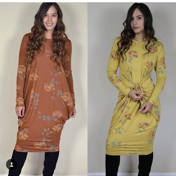 👗copper floral boho midi dress with 3/4 sleeve - Picture 2 of 2