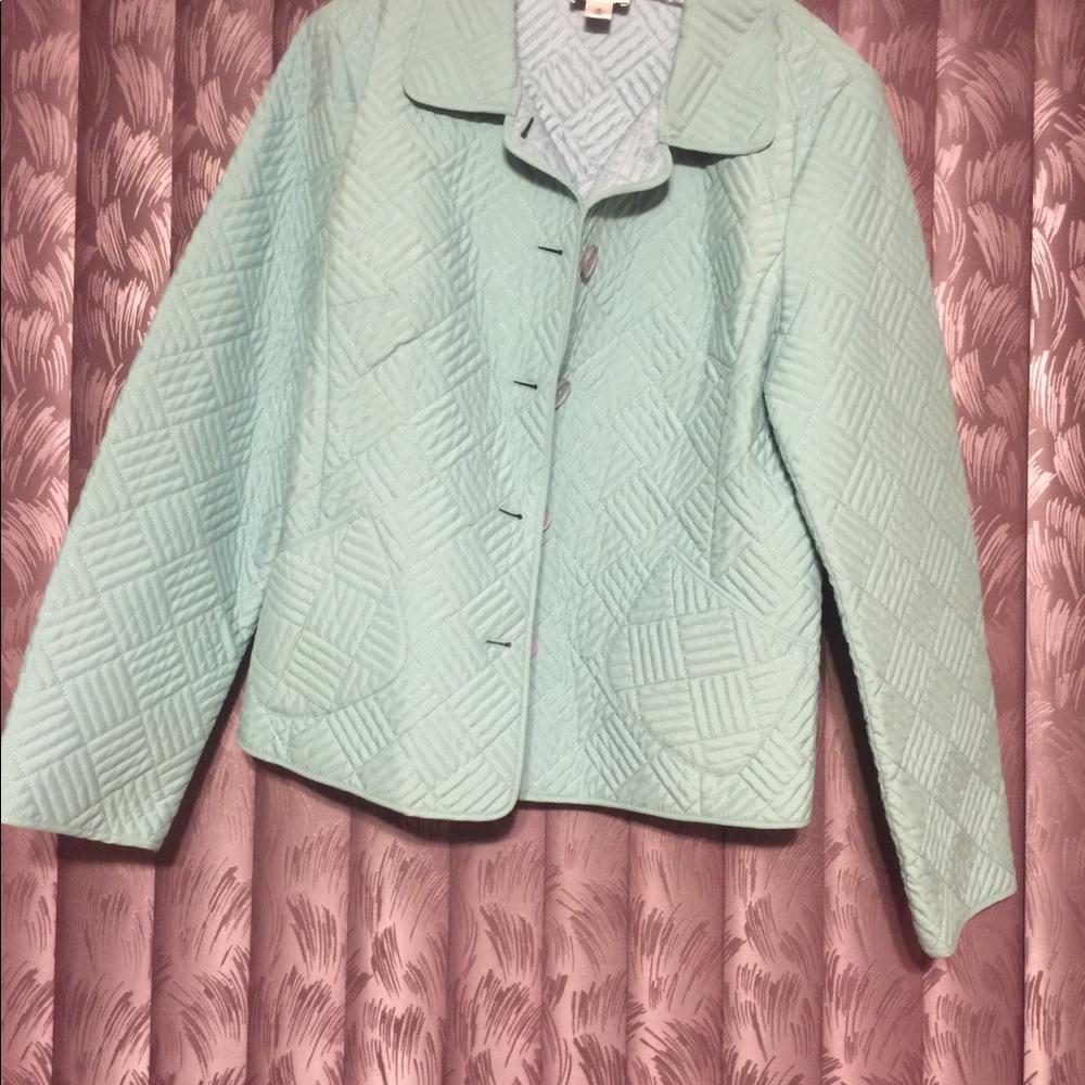 Ann Taylor LOFT Light Teal Quilted Blazer