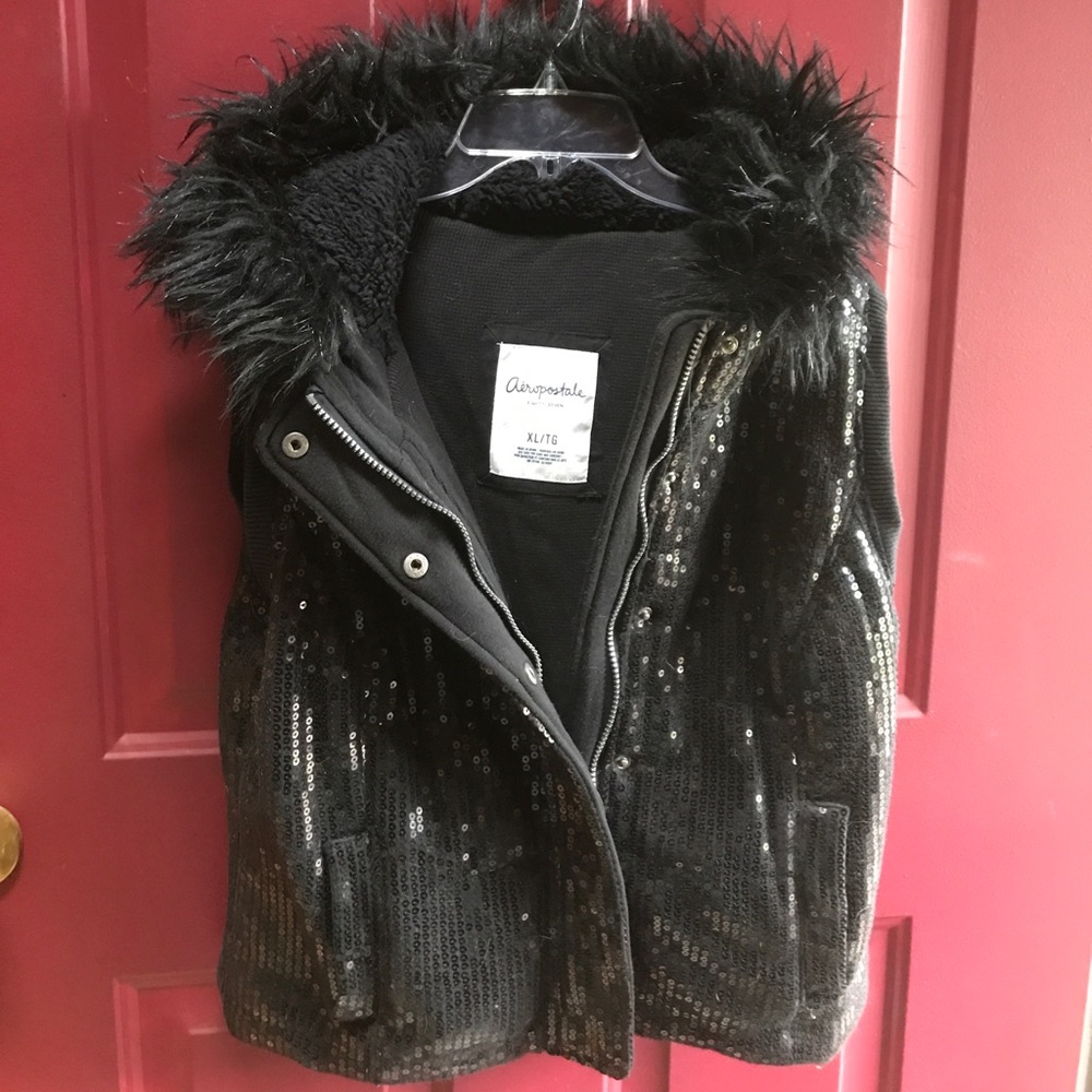 Girls XL size sequined black vest