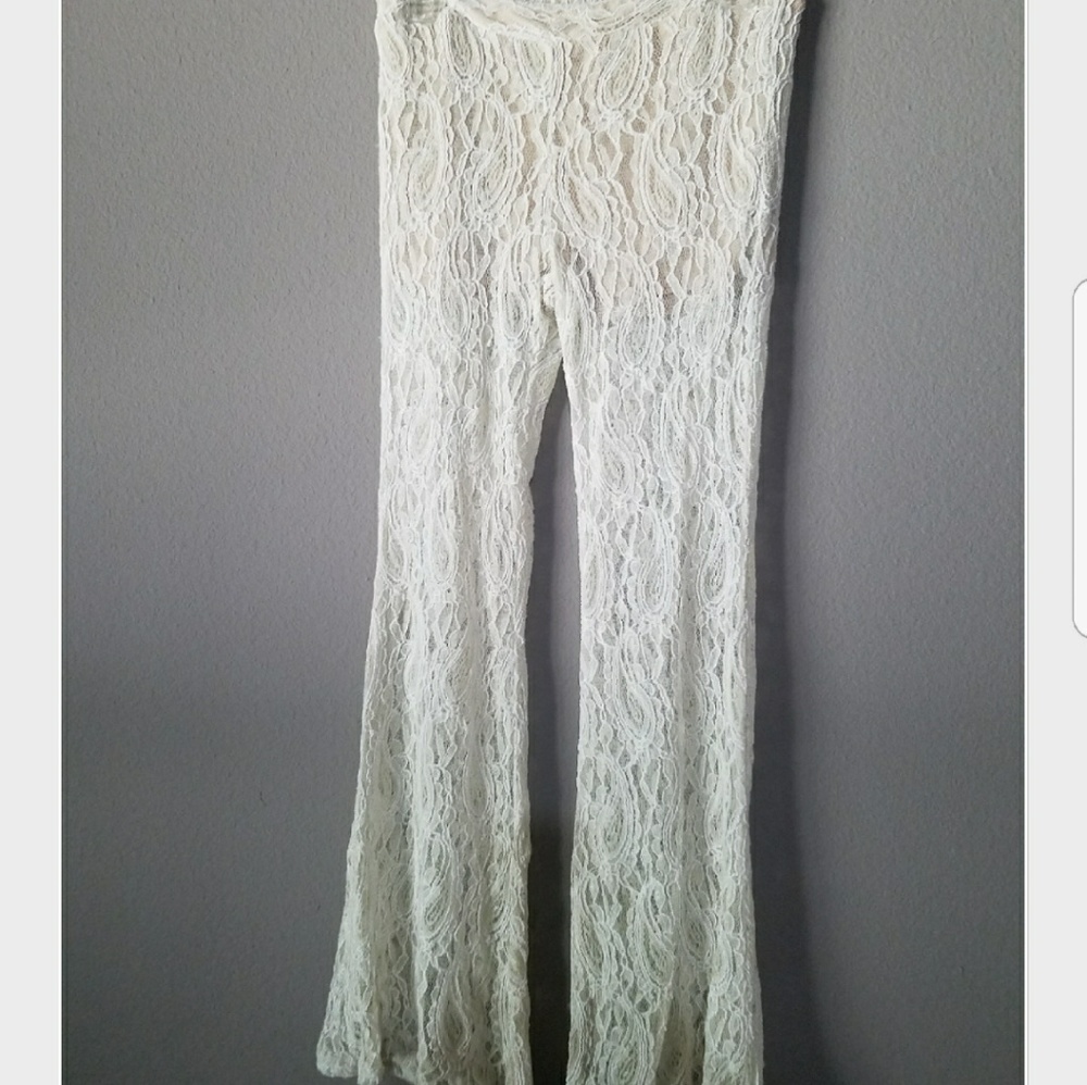 Off white lace bell bottoms