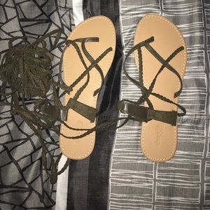 Women’s lace up sandals- Olive Green