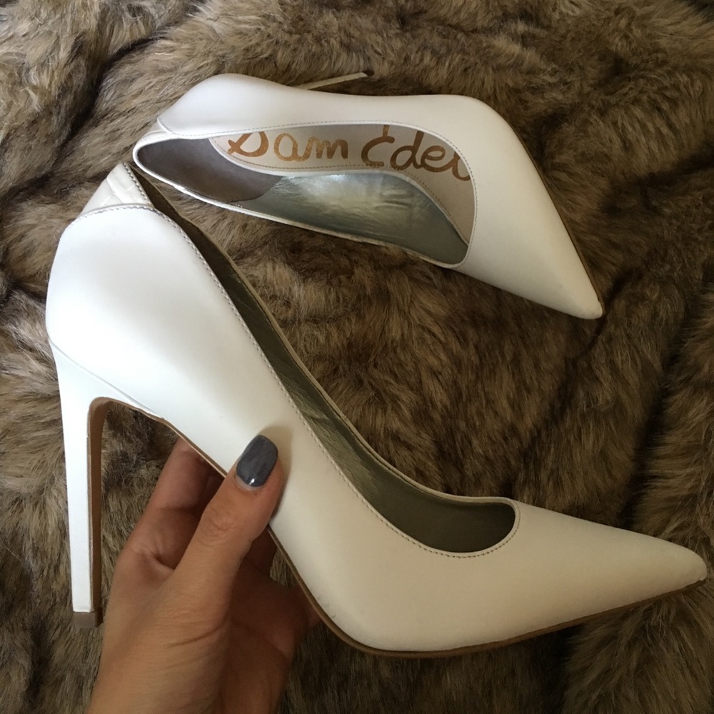 Sam Edelman white pointy heels