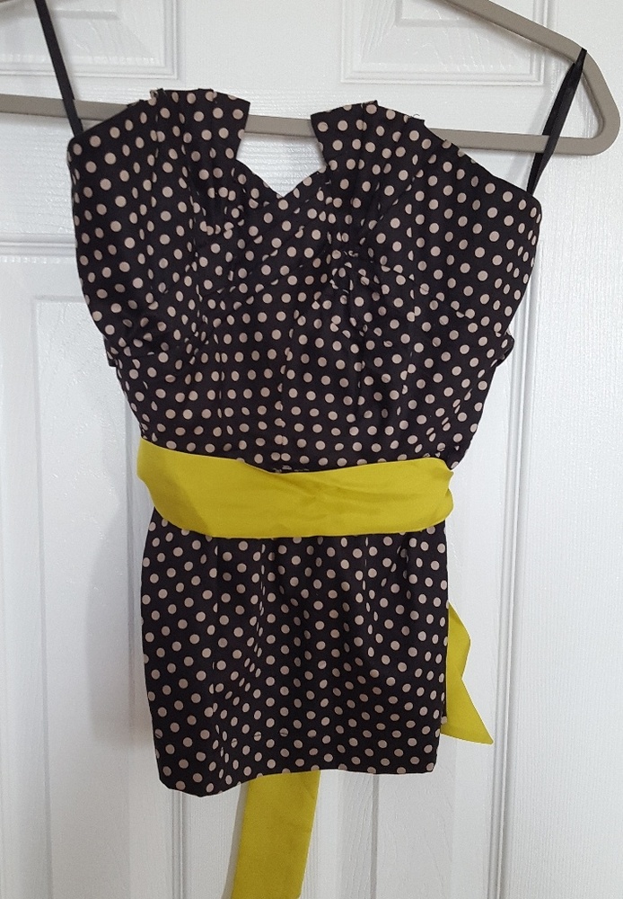 Anthropology polka dots belted tube top