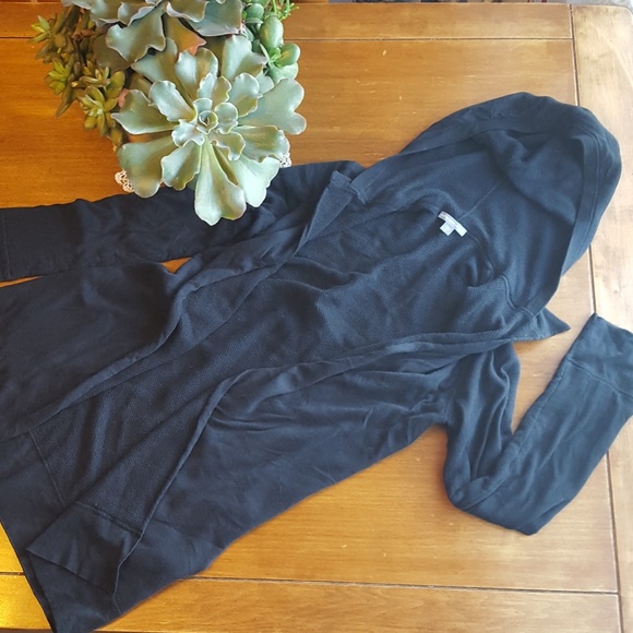 James Perse Tops - James Perse black cotton hooded slouch cardigan