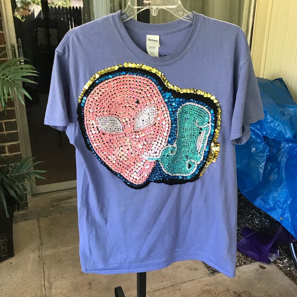 Alien Sequined embroidered top indigo