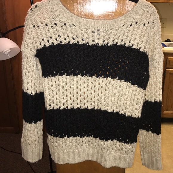 Wet Seal Sweaters - Cream and Black Striped Sweater 🍂🍁