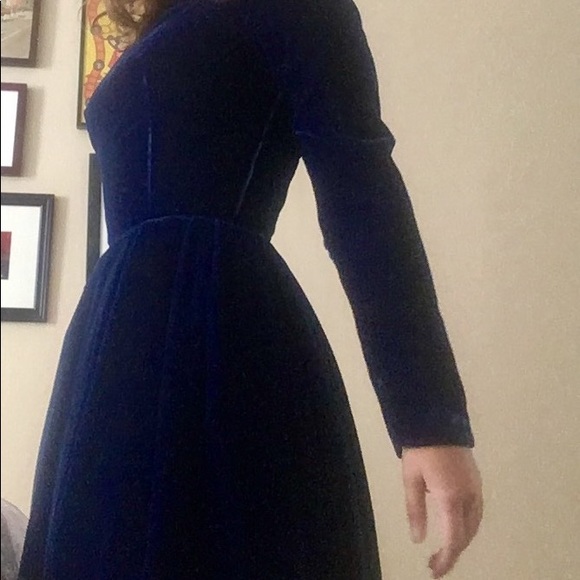 Vintage Brilliantly Blue Velvet Dress - Picture 3 of 8