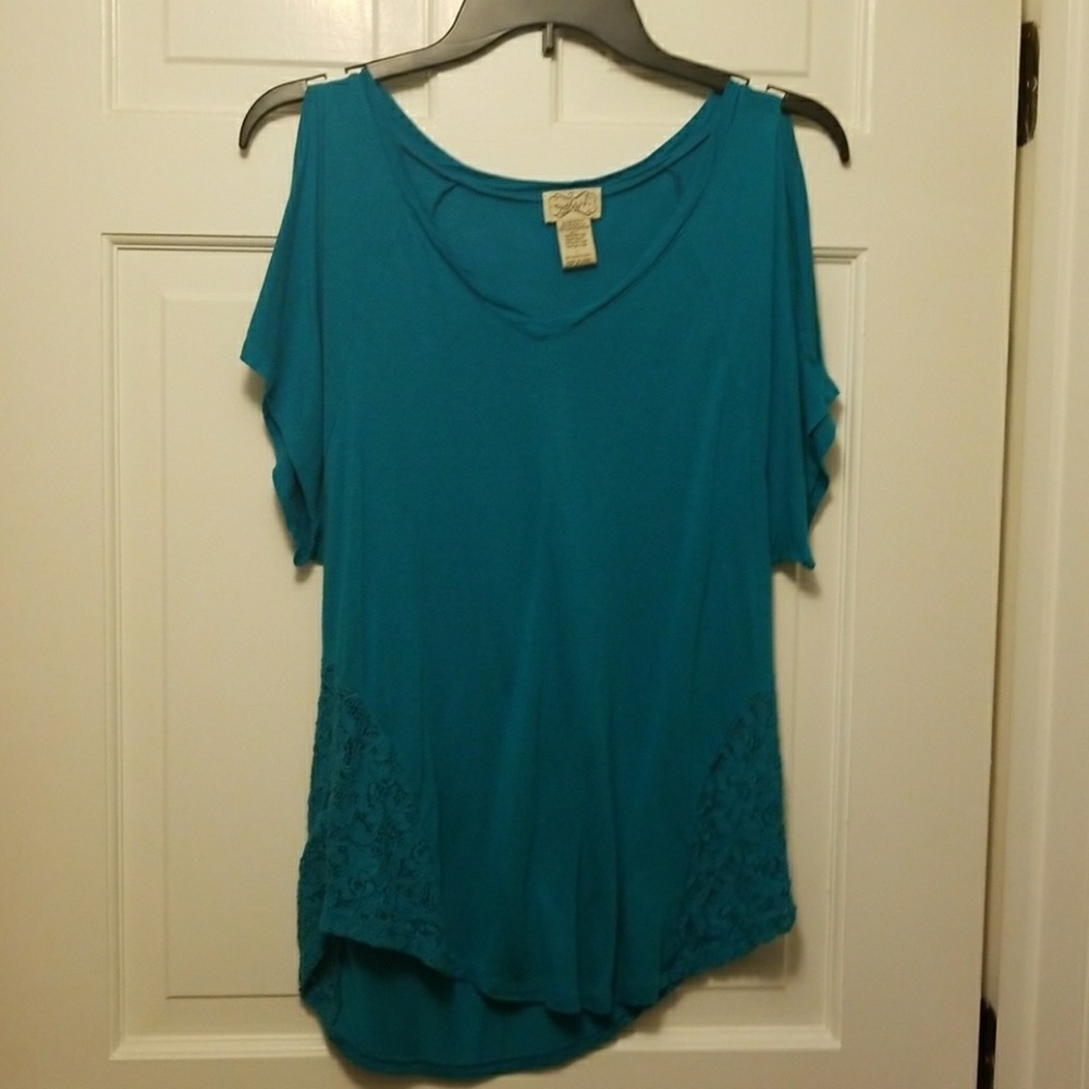 Teal lace shirt