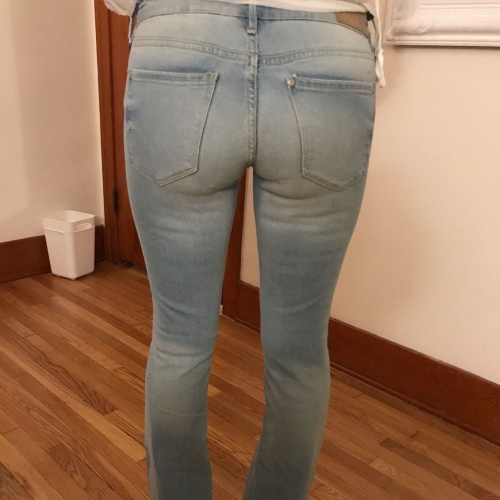 Flare bottom washed out denim