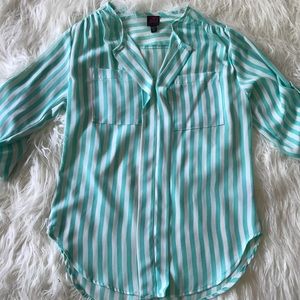 Stripe white and greenish blouse