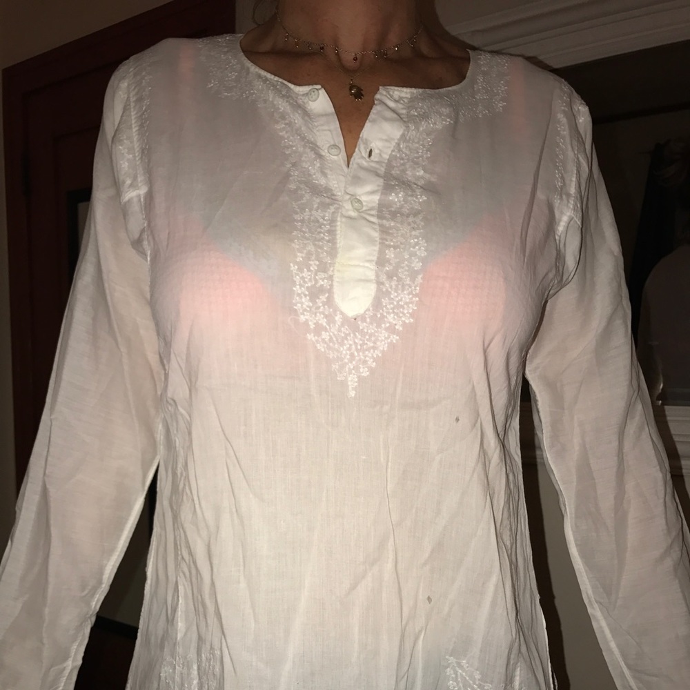 Boho white vintage tunic