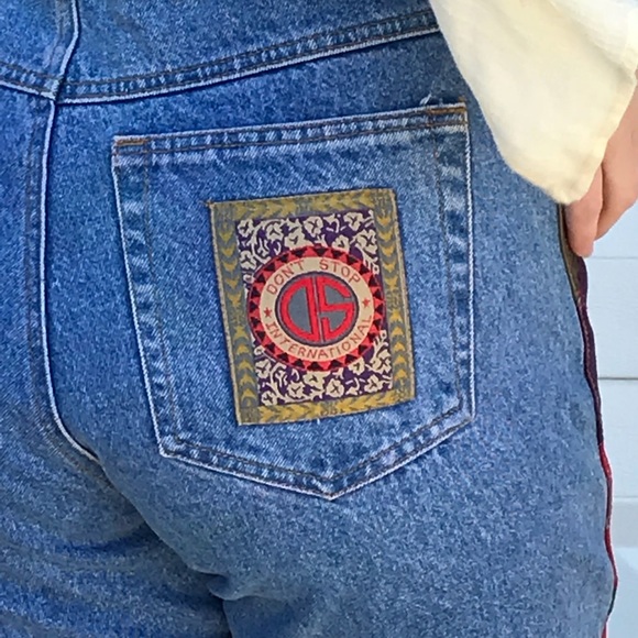 Vintage Denim - Vintage Artsy Patchwork Mom Jeans