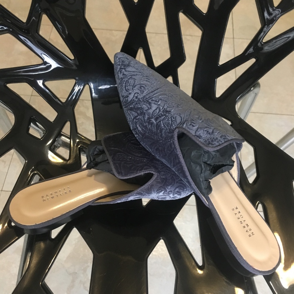 Barneys new york baroque velvet mules