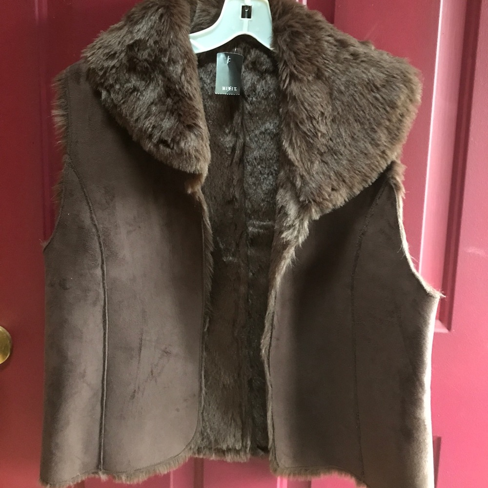 Chocolate Brown faux fur and faux suede vest