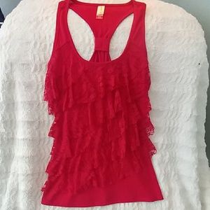 Red racer back tank