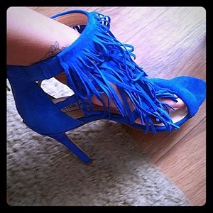 Blue Fringe Heels