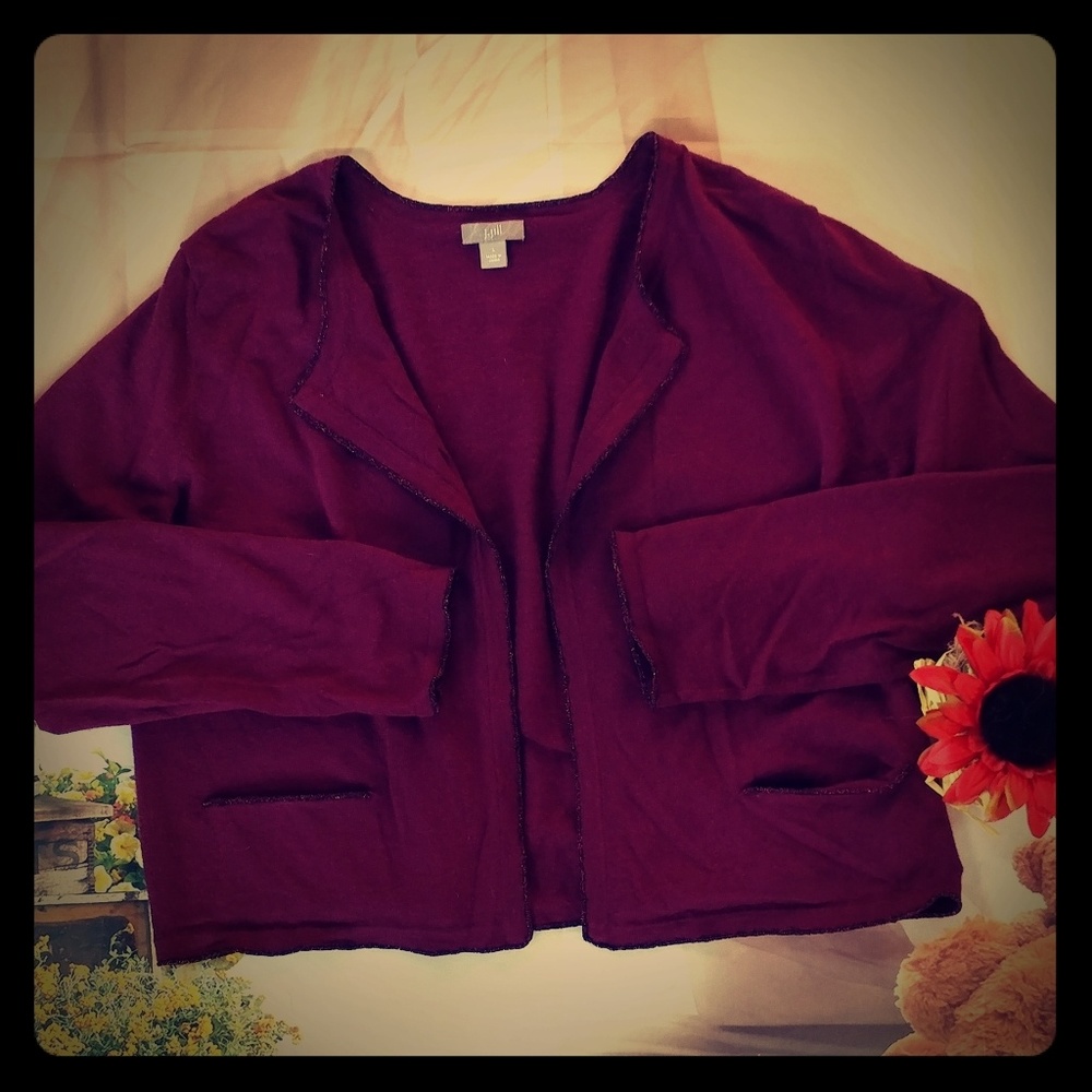 CCO J.Jill raspberry colored cardigan size large