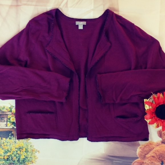 CCO J.Jill raspberry colored cardigan size large - Picture 2 of 6