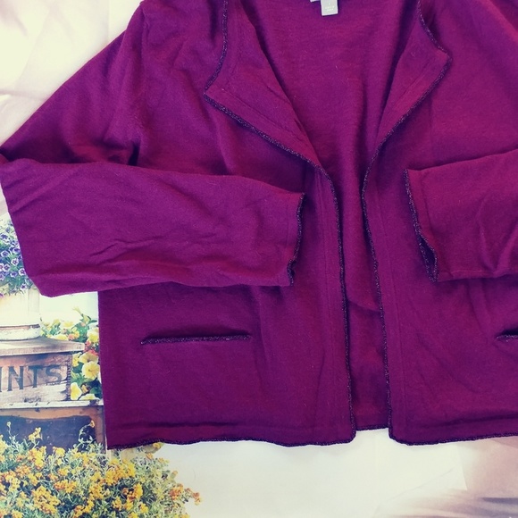 CCO J.Jill raspberry colored cardigan size large - Picture 5 of 6