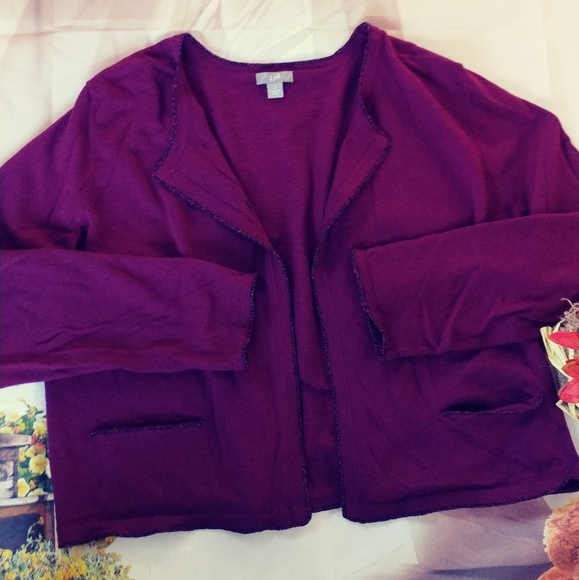 CCO J.Jill raspberry colored cardigan size large - Picture 6 of 6