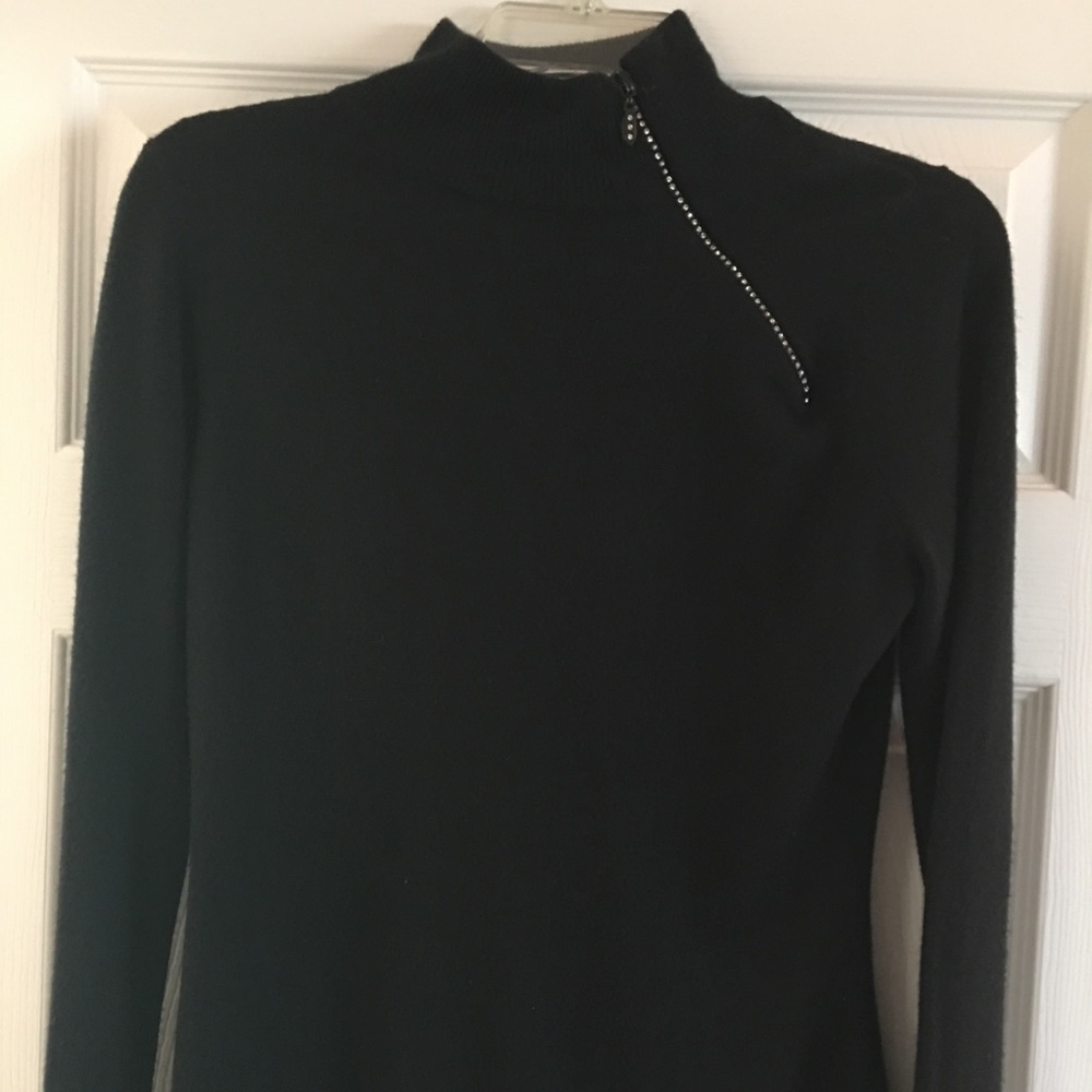 Black sweater with jeweled color zipper