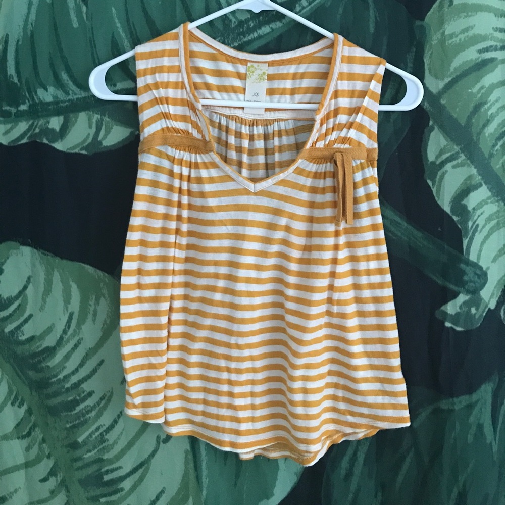 Yellow and White Striped Tank Top