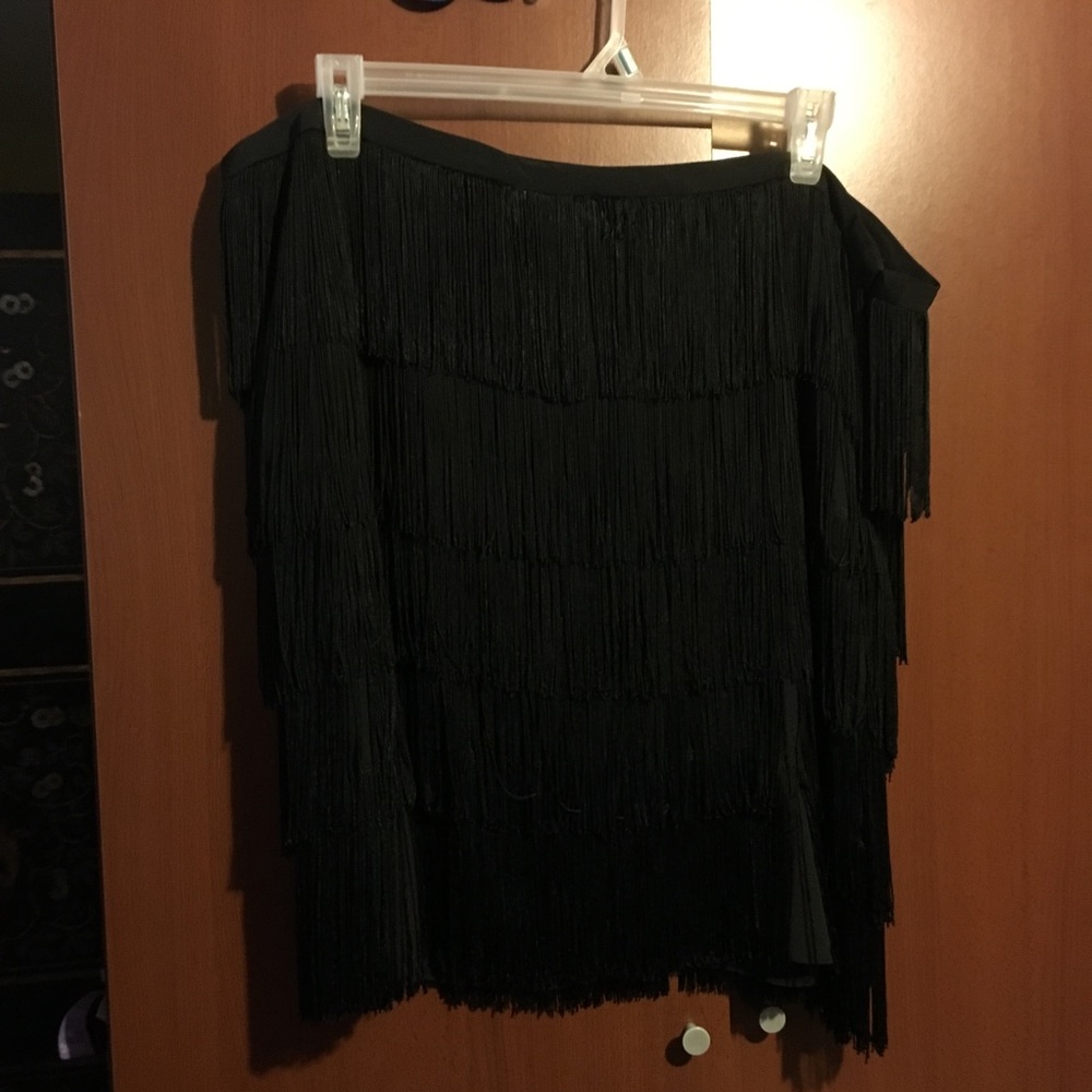 NWT Black Lauren Ralph Lauren Fringe Skirt