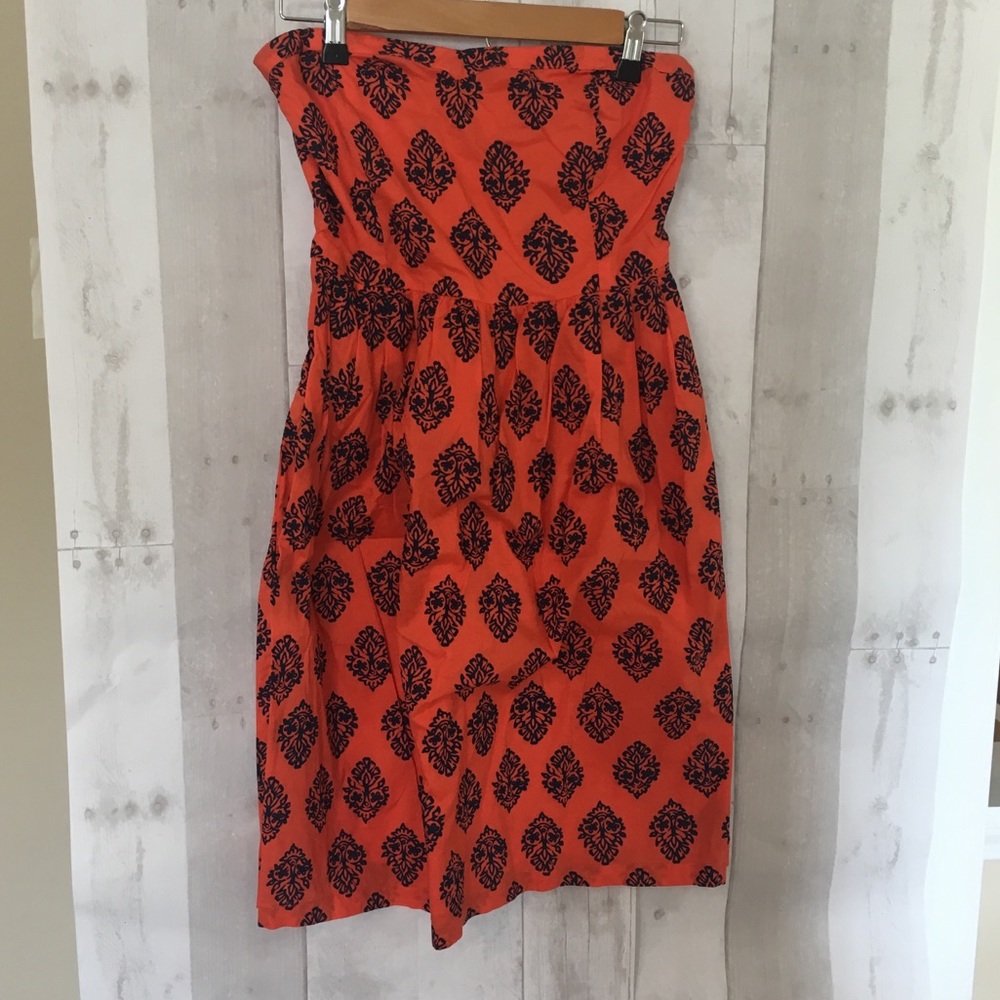 Strapless Orange and Blue Old Navy Dress