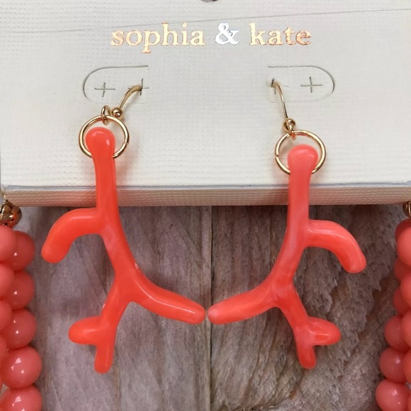 Coral Gold Bead Necklace Earring Set Sea Gypsy - Picture 3 of 4