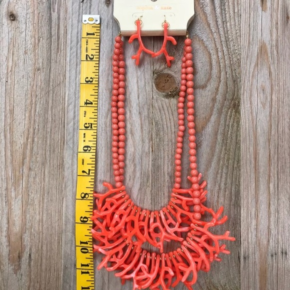Coral Gold Bead Necklace Earring Set Sea Gypsy - Picture 4 of 4