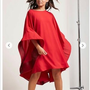 Angel-Sleeve Chiffon Dress