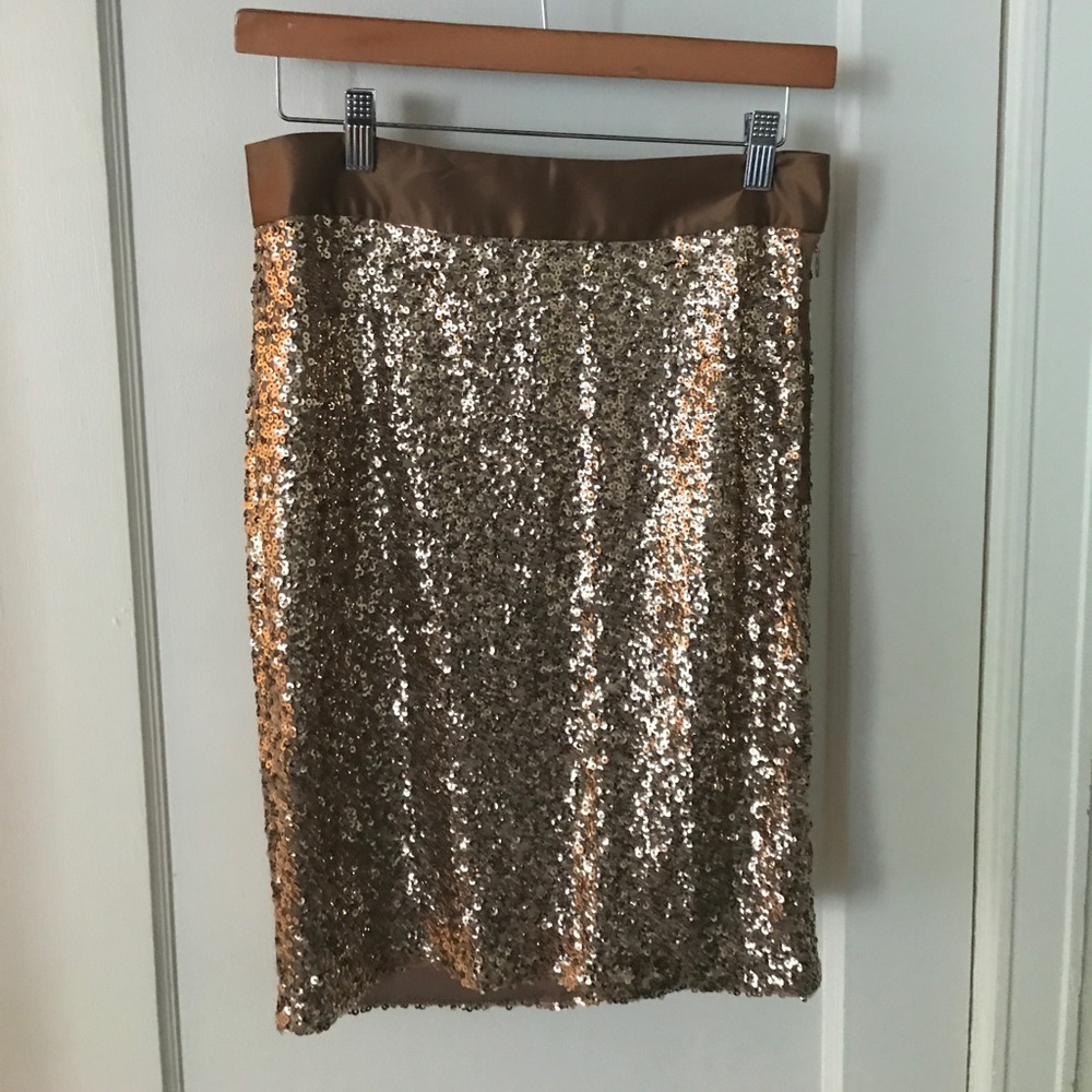 The Limited Gold Sequin Pencil skirt