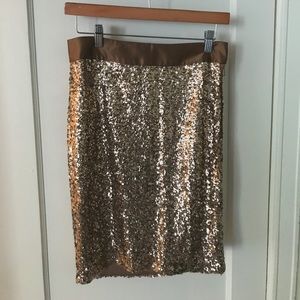 The Limited Gold Sequin Pencil skirt