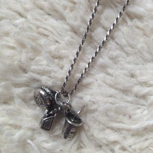 Sterling Silver Burger Fries and Shake Necklace