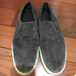 VINCE suede dark gray slip on shoes