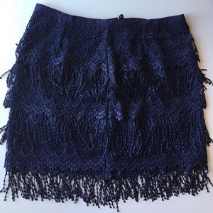 Lace and Fringe Mini Skirt