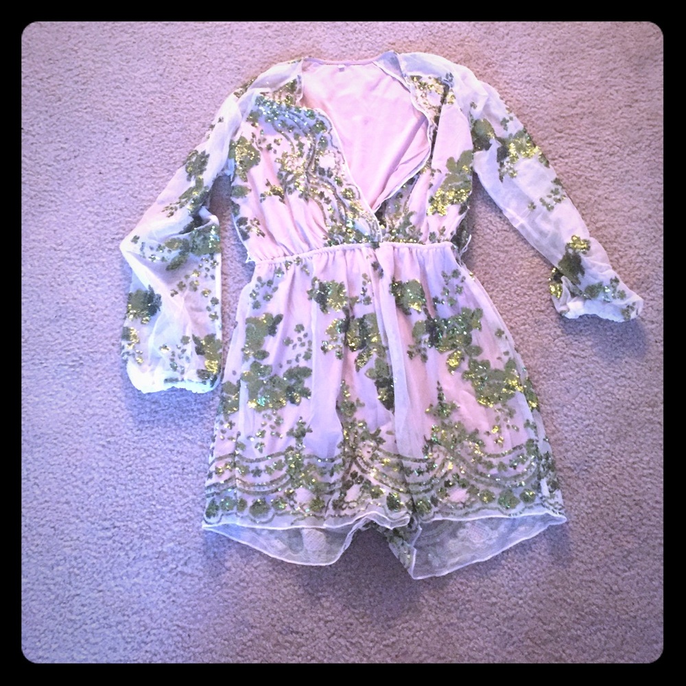 Green glittery romper