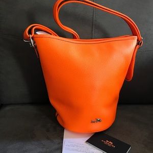 Coach 34527 Pebbled Leather Duffle Neon Orange Coach 34527 Pebbled Leather Duffle Neon Orange
