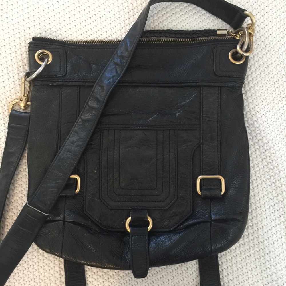 The Sak black leather crossbody purse