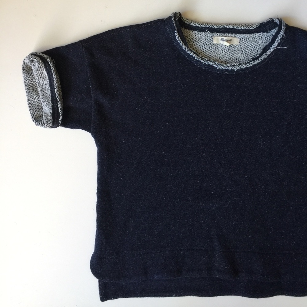 Madewell  indigo cropped short sleeve sweatshirt