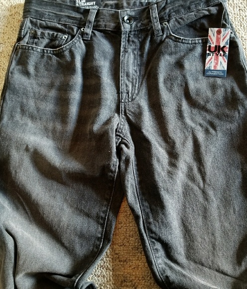 New Men's Jeans UK Style Slim Straight Black - Picture 2 of 4