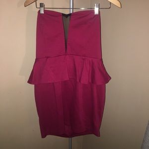 Material Girl Red Peplum Strapless Dress
